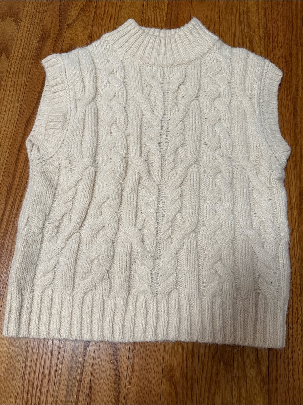 a new day Cream Cable Knit Sleeveless Turtleneck Sweater Vest